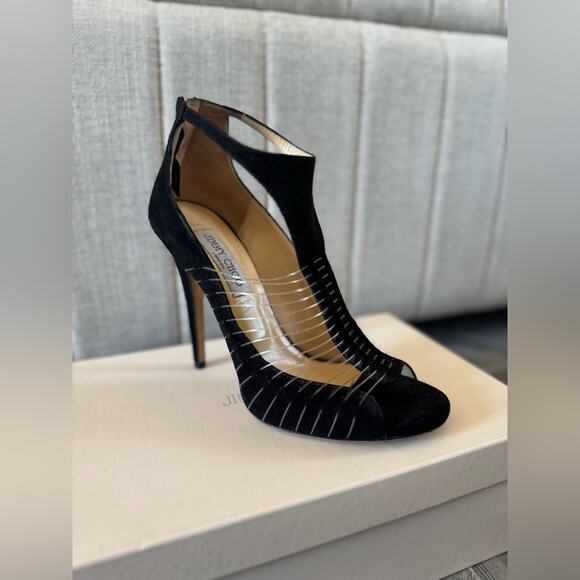 Jimmy Choo “Taste” Black Suede with Fishline heels - 40.5 - Picture 5 of 16